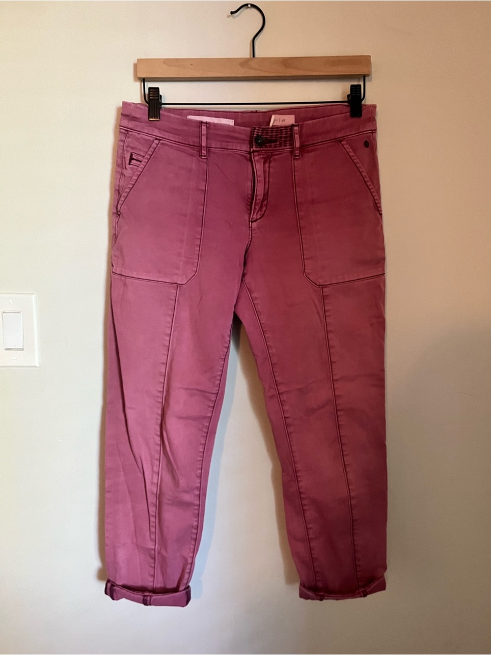Pilcro and the Letterpress Rose-Pink Cropped Utility Pants